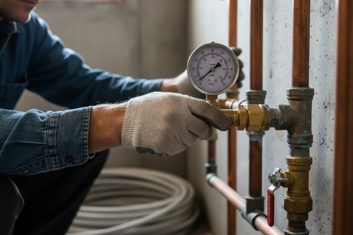 Pressure testing a repaired line during Water Line Repair in Mission